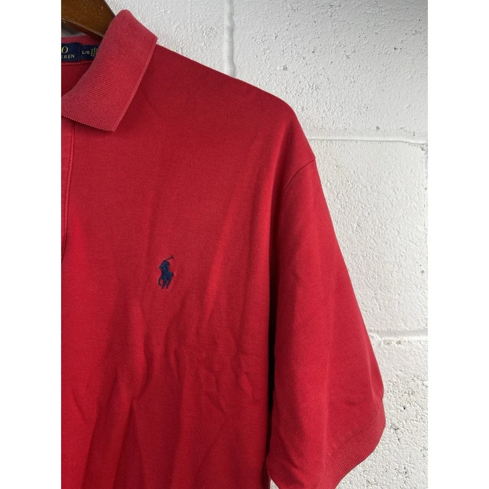 Polo Ralph Lauren Polo Shirt Mens L Red Excellent Short Sleeve Cotton Pony Logo